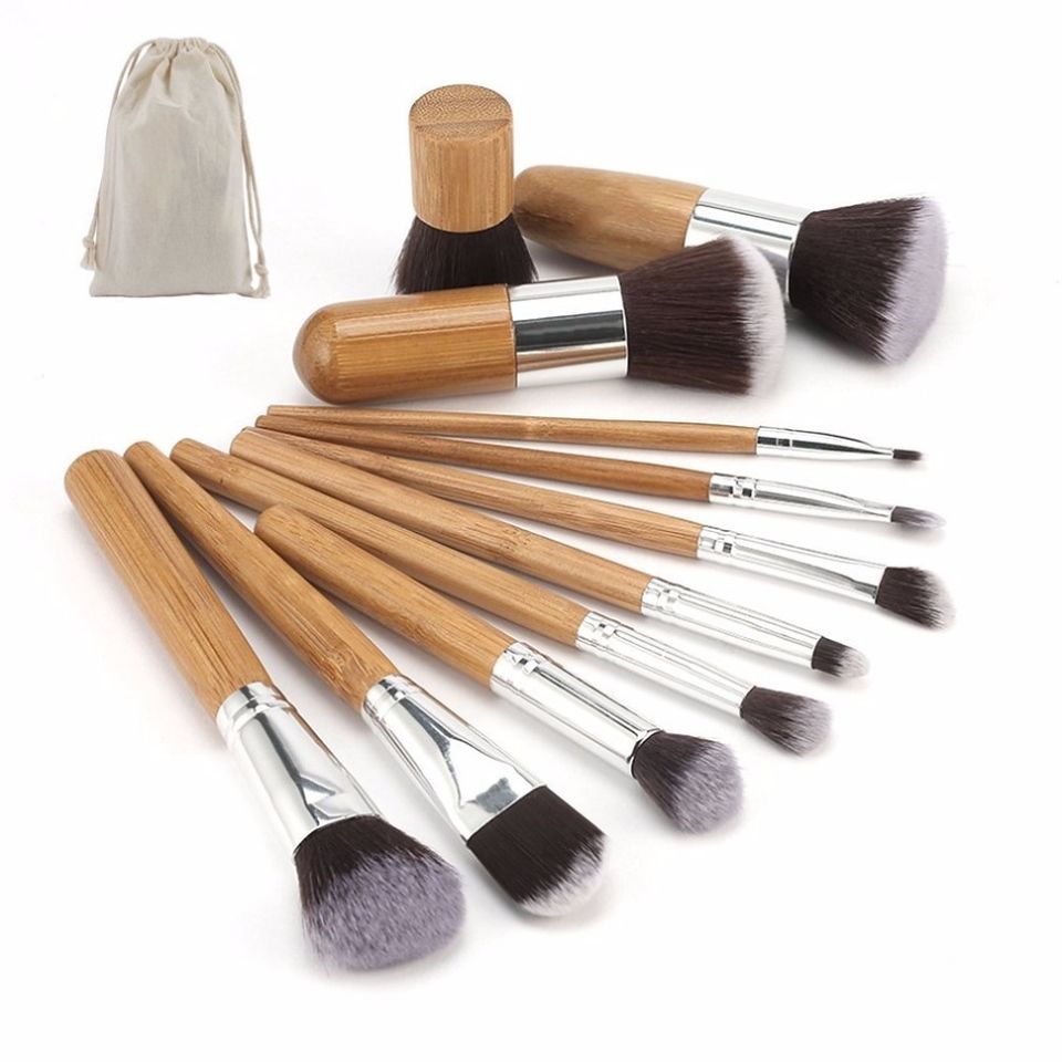 GlowEase Eco-Bamboo 11-Piece Makeup Brush Set