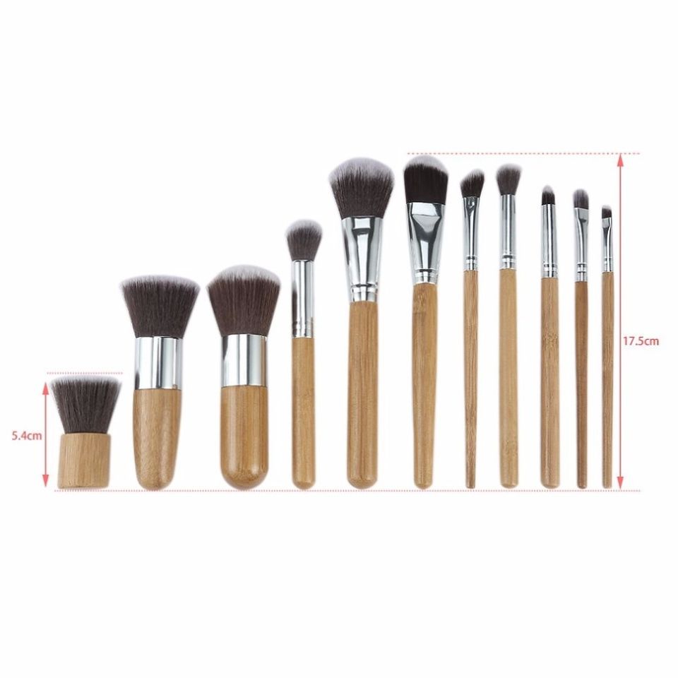 GlowEase Eco-Bamboo 11-Piece Makeup Brush Set